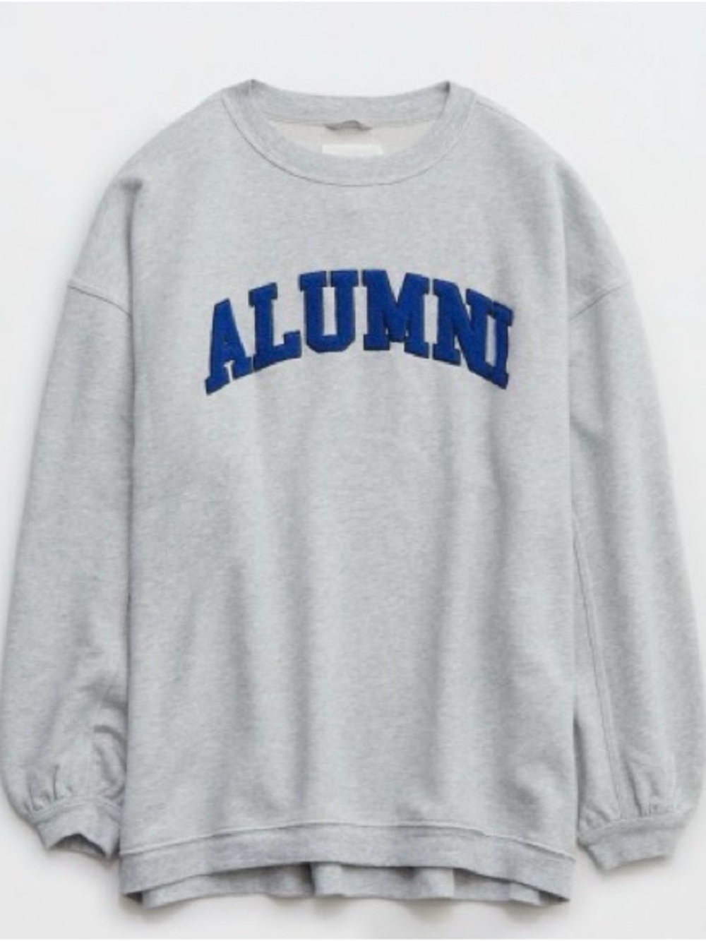 aerie Gray Crewneck Sweatshirt with Blue ALUMNI Lettering